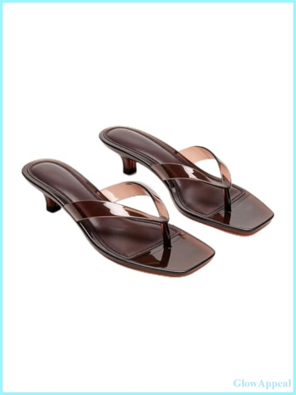 Jelly Thong Heeled Sandals Square Open Toe Slip On Kitten Heel